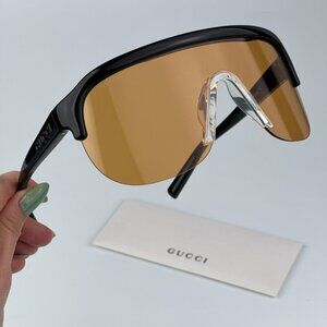 Gucci GG1645S 005 BRAND NEW Sunglasses Black Orange Unisex Mask